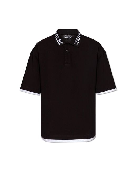 Versace Black Polo Shirt With Logo for men