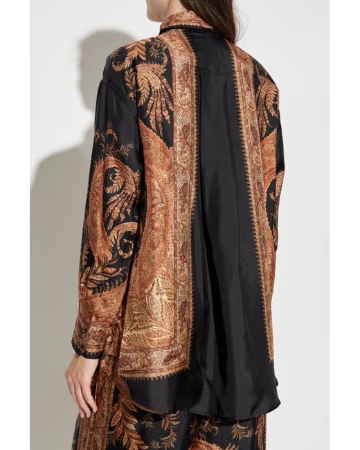 Zimmermann Brown Silk Shirt With Print