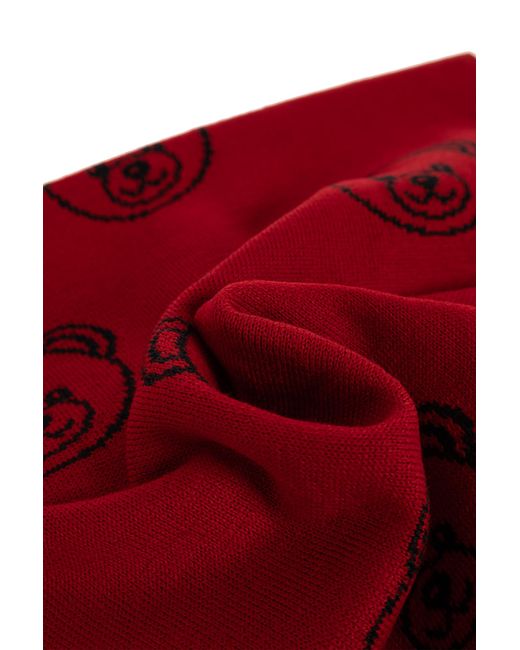 Moschino Red Scarf With A Distinctive Teddy Bear Motif