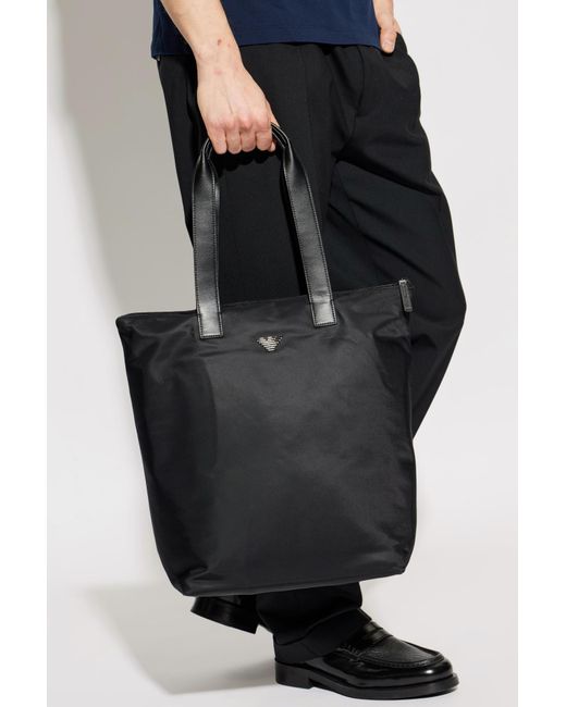 Emporio Armani Black Shopper Bag From The "Sustainability" Collection for men