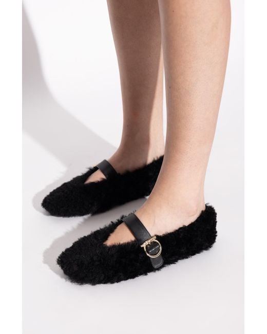 Ferragamo Black Ballet Flats "Nena"