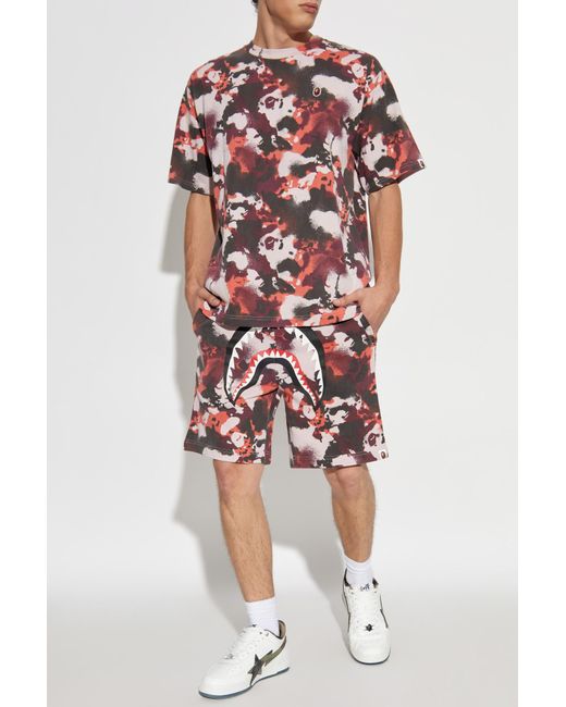 A Bathing Ape Red Camouflage-Patterned Shorts for men