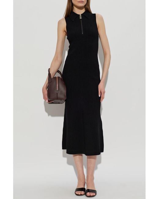 Victoria Beckham Black Ribbed Sleeveless Dress