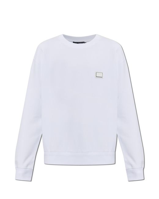 Dolce & Gabbana White Sweatshirt With Logo Patch for men