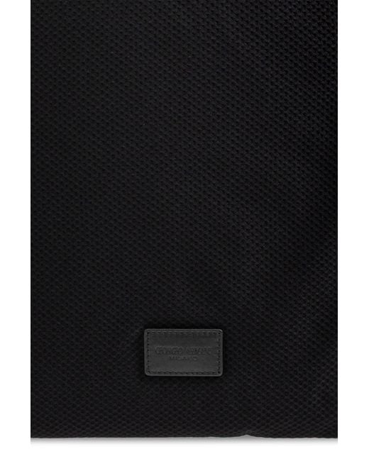 Giorgio Armani Black Backpack With Logo Patch for men