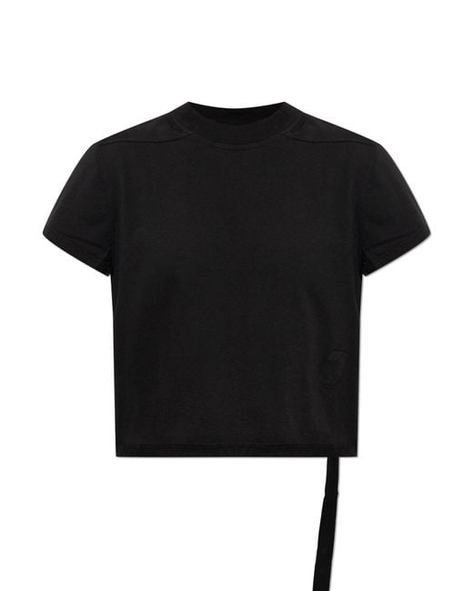 Rick Owens Black T-Shirt With Decorative Stripe