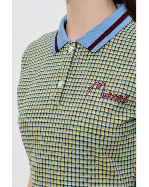 Marni Green Dress With A Checkered Pattern