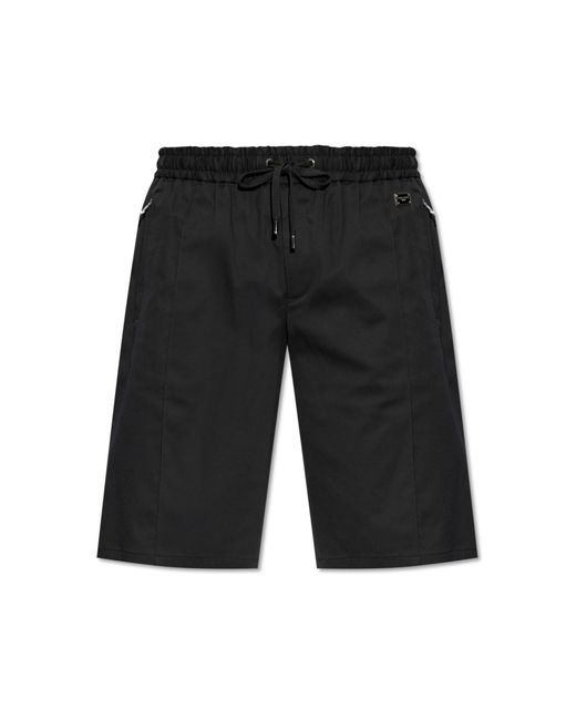 Dolce & Gabbana Black Cotton Shorts With Logo for men