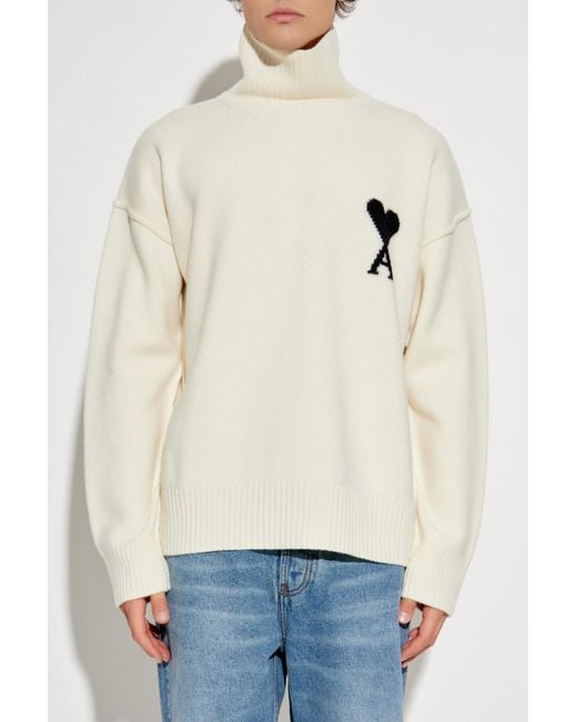 AMI White Wool Turtleneck