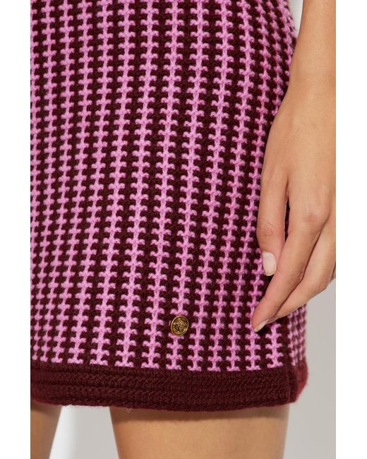 Versace Red Wool Skirt