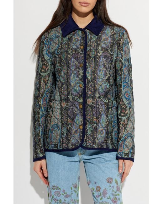 Etro Blue Insulated Jacket With Pockets