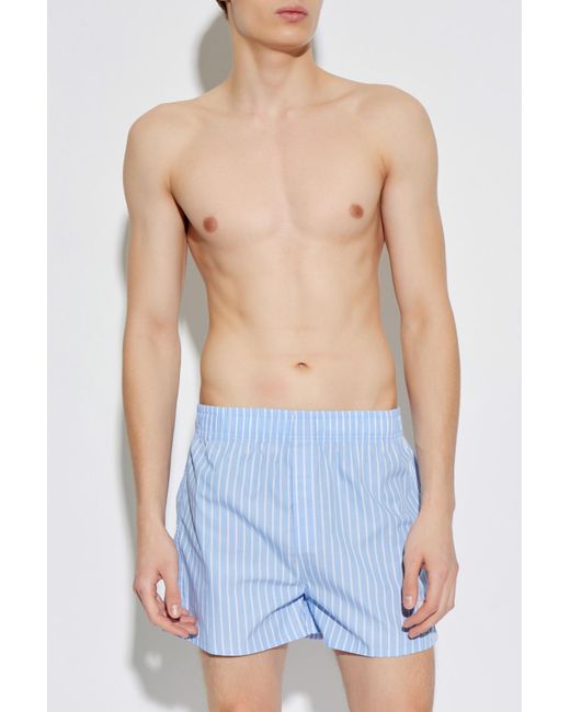AMI Blue Ribbed Underwear Shorts for men