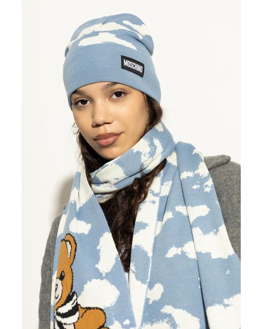 Moschino Blue Cap With Logo Patch