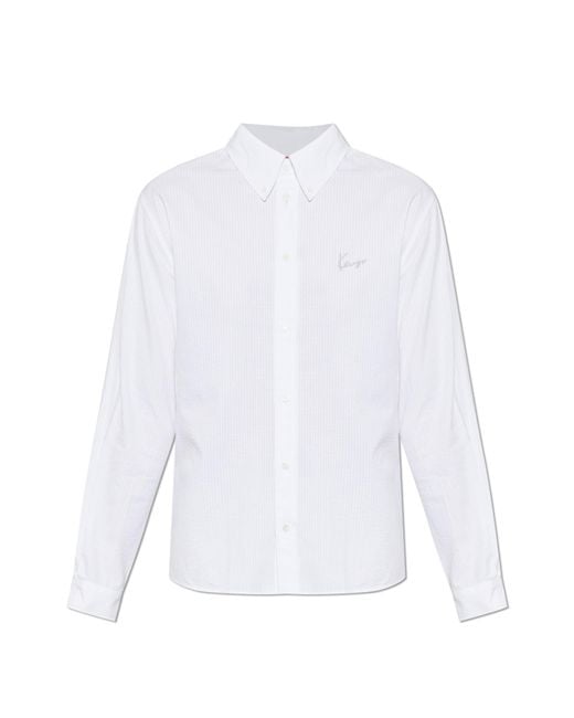 KENZO White Shirt With Embroidered Logo for men