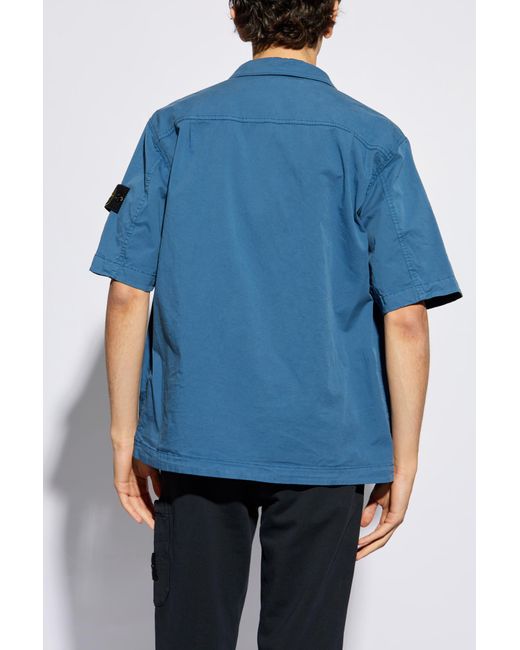 Stone Island Blue Short-sleeved Shirt, for men