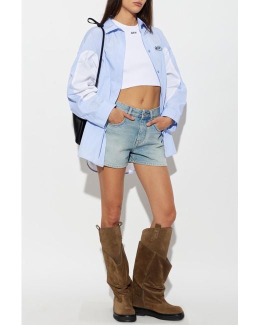Off-White c/o Virgil Abloh White Short Top With Embroidered Logo