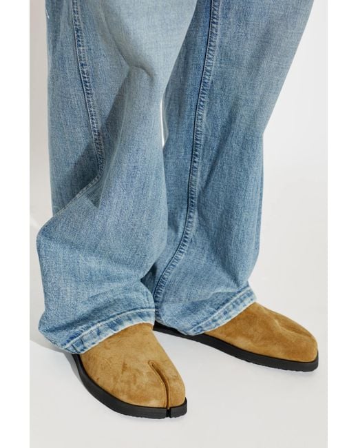 Maison Margiela Brown Suede 'Tabi' Cut-Out Slides