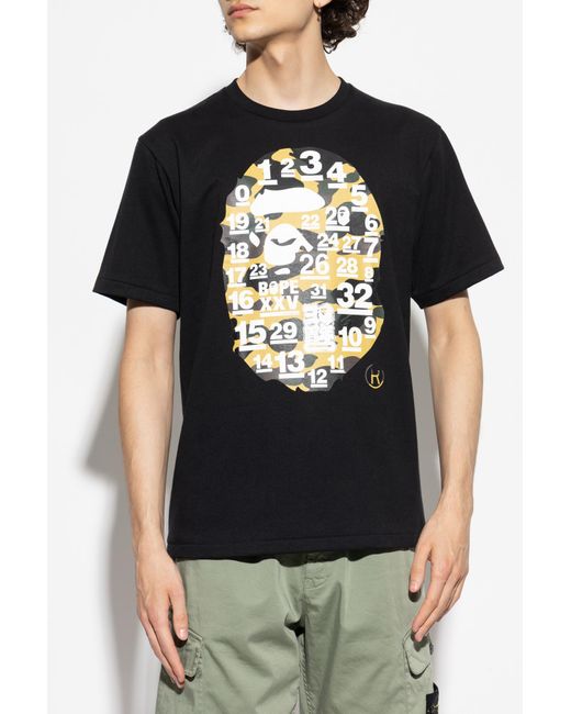 A Bathing Ape Black T-shirt With Print, for men