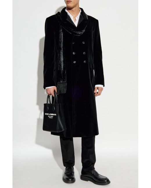 Dolce & Gabbana Black Double-Breasted Velvet Tuxedo Coat for men