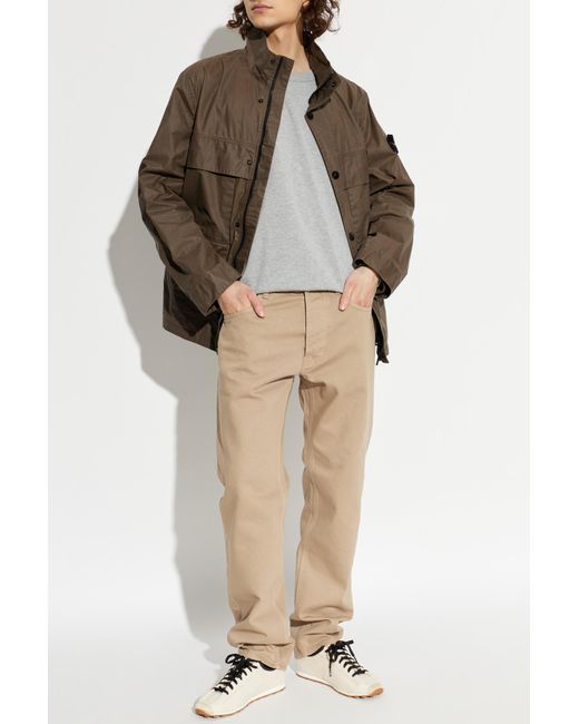 Stone Island Brown Jacket With Logo Patch for men