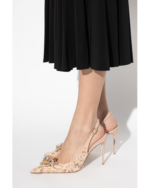Dolce & Gabbana White Lace High-Heeled Shoes