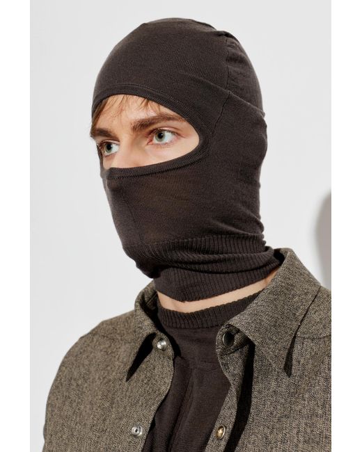Rick Owens Black Cashmere Balaclava for men