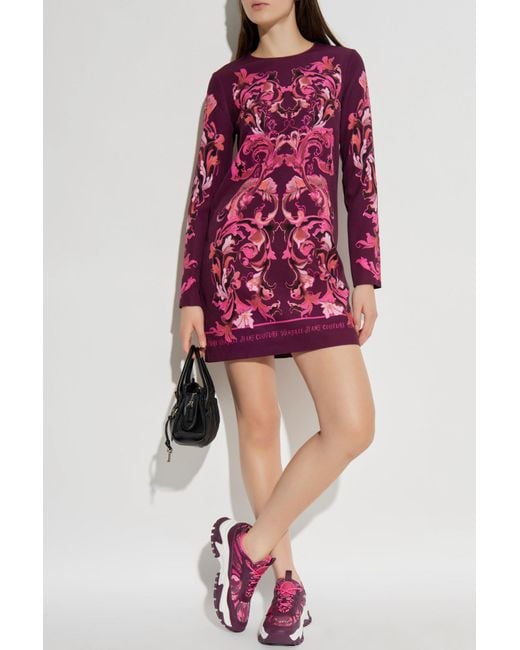 Versace Jeans Couture Red Dress With 'Barocco' Print