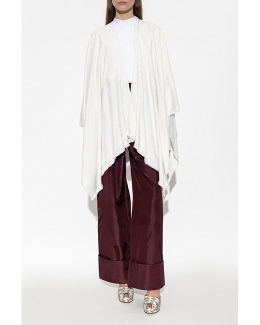 Fendi Red Wool Poncho