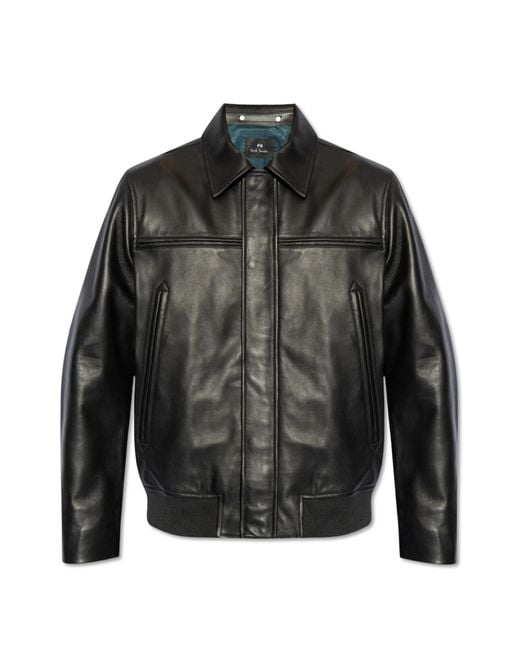PS by Paul Smith Black Leather Jacket, for men