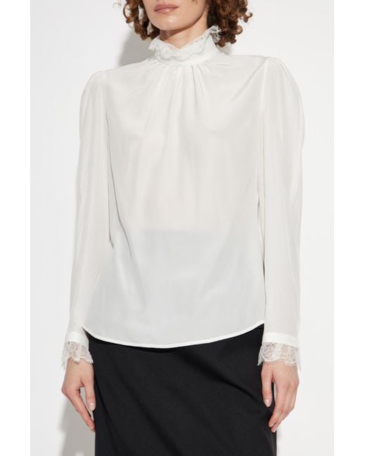 Alexander McQueen White Top With Lace Inserts