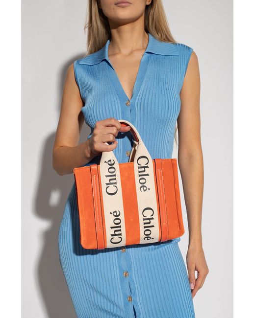 Chloé Orange 'woody Small' Shopper Bag