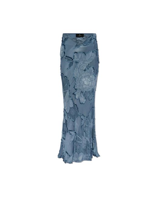 Etro Blue Skirt With Jacquard Pattern