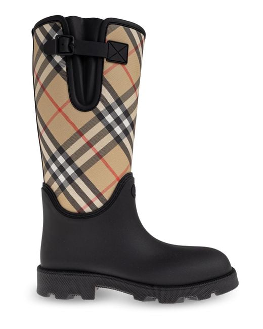 Burberry Natural Plaid-Patterned Wellington Boots for men