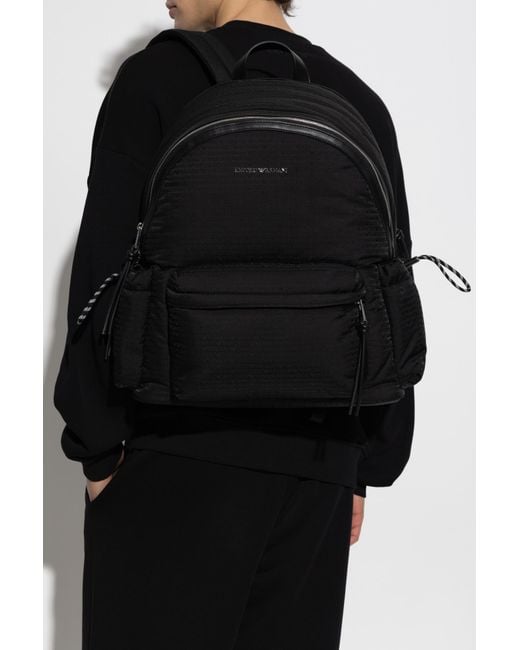 Emporio Armani Black Backpack With Logo for men