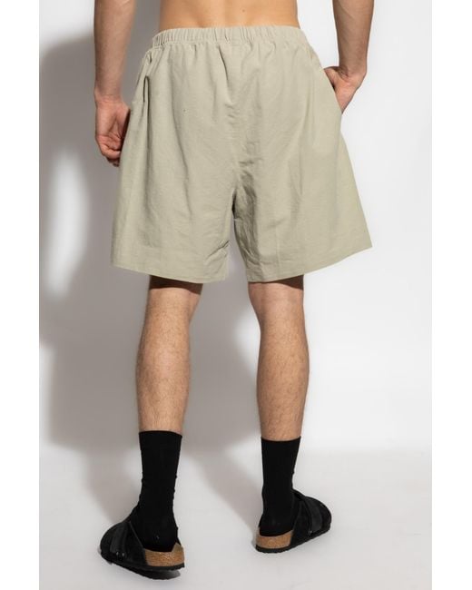 Fear Of God White Cotton Shorts With Logo Patch for men