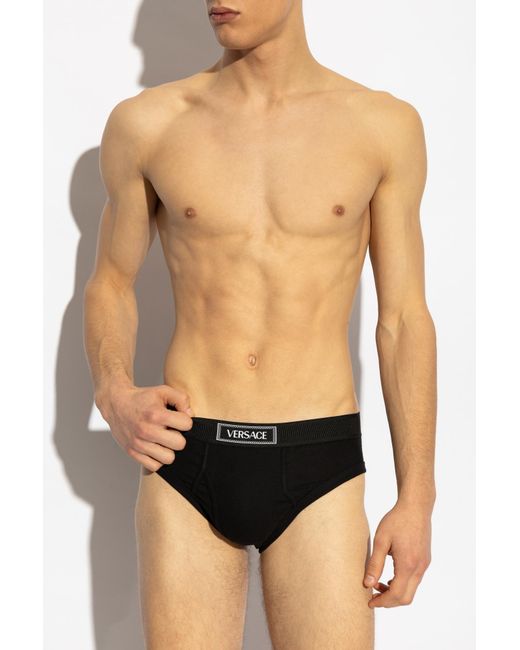 Versace Black Cotton Briefs for men