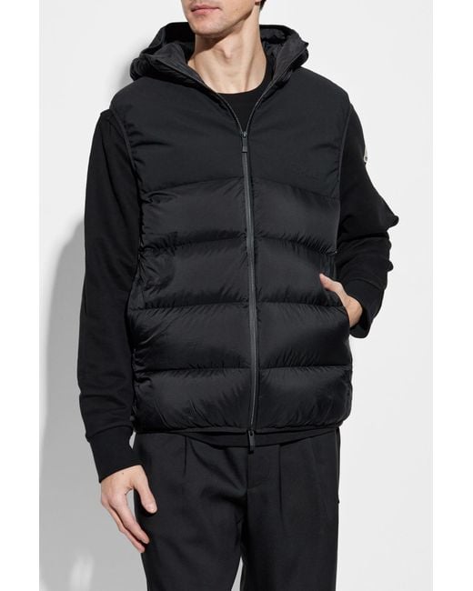 Moncler Black Down Vest Bresse for men
