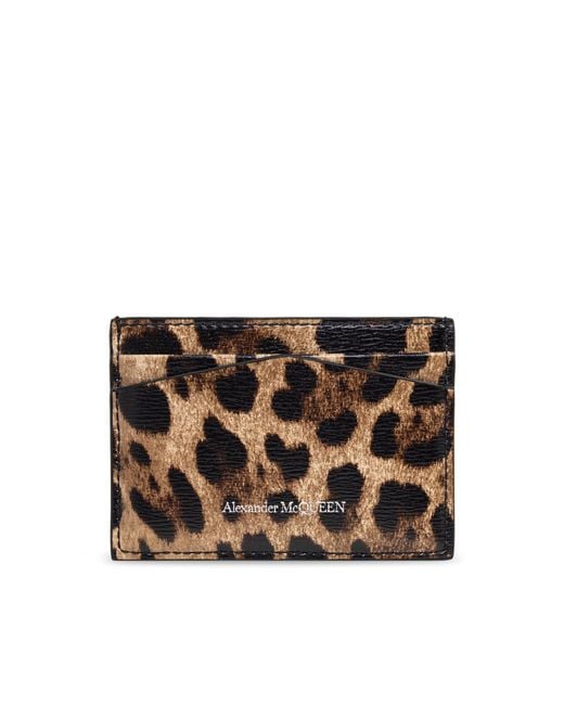 Alexander McQueen Black Leopard Print Card Case