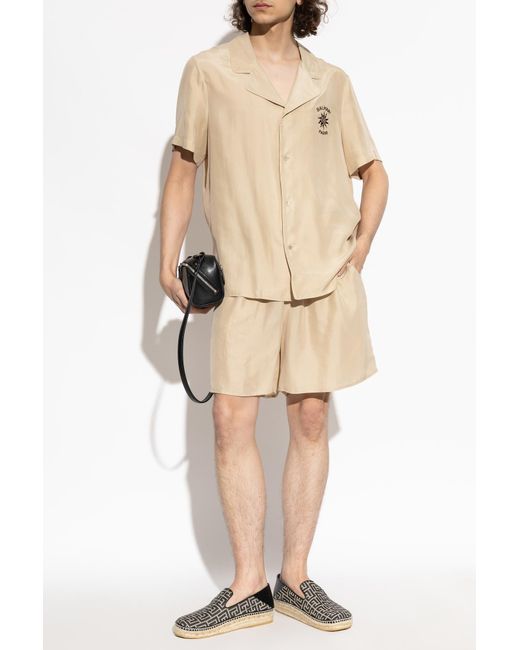 Balmain Natural Silk Short-Sleeve Shirt for men