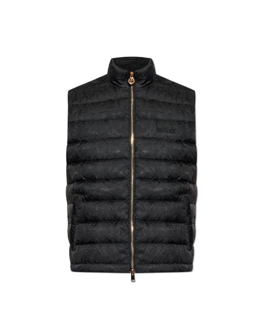 Versace Black Down Vest With A Stand-Up Collar for men