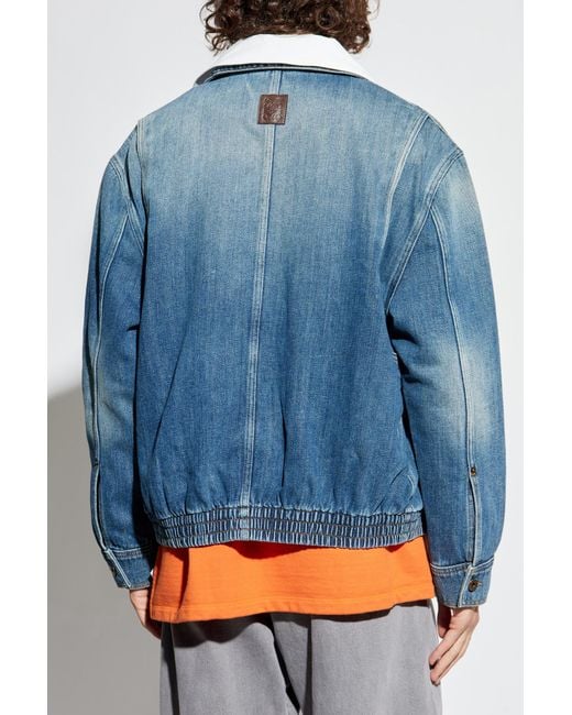 Loewe Gray Denim Jacket With Collar for men