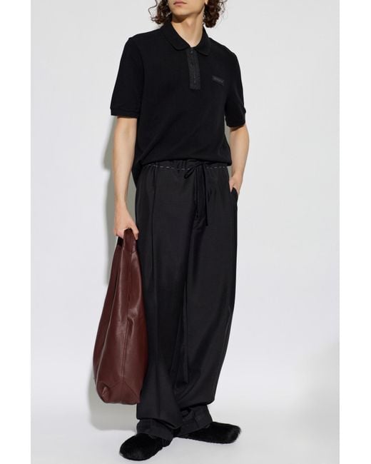 Maison Kitsuné Black Polo With Logo Patch for men