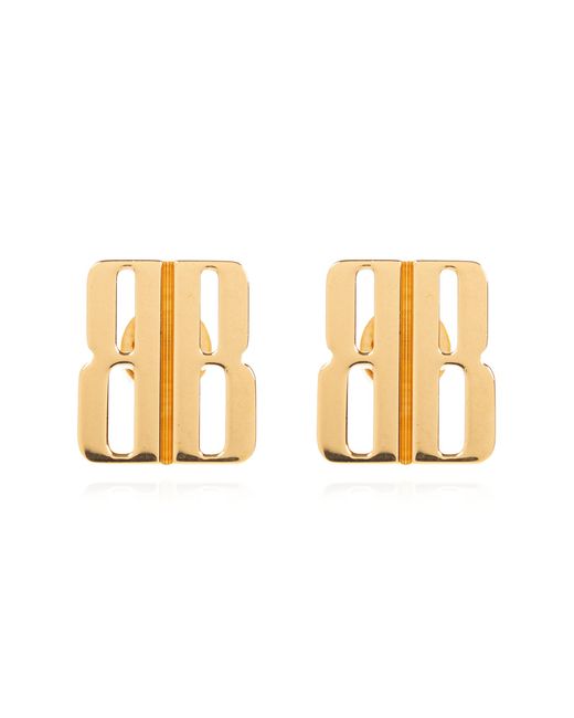 Balenciaga Metallic Earrings With Logo