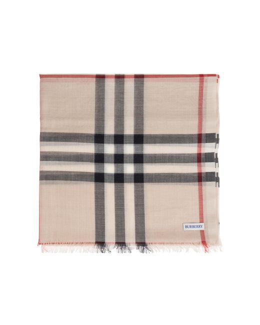 Burberry Natural Scarf With A Check Pattern