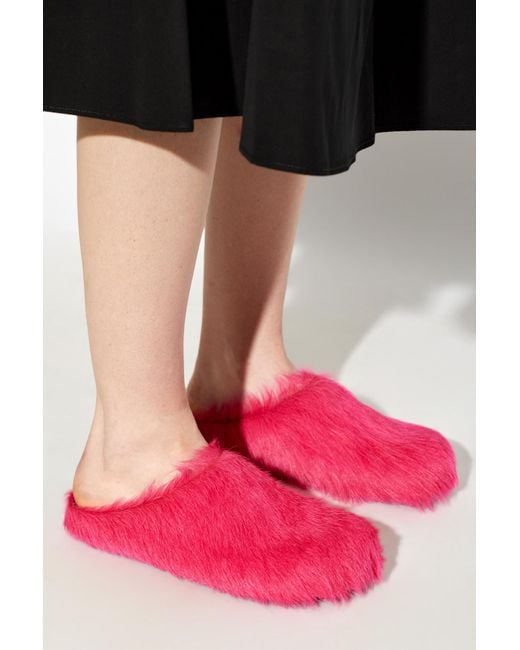 Marni Pink Fur Slides