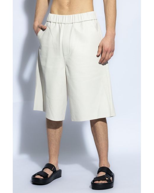 AMI White Leather Shorts for men