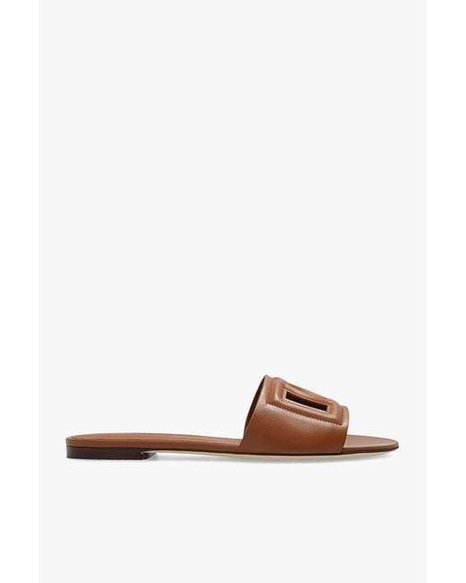 Dolce & Gabbana Brown 'Bianca' Leather Mules