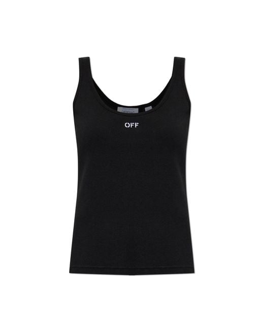 Off-White c/o Virgil Abloh Black Ribbed Top With Embroidered Logo