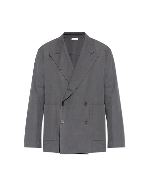 Dries Van Noten Gray Double-Breasted Blazer for men