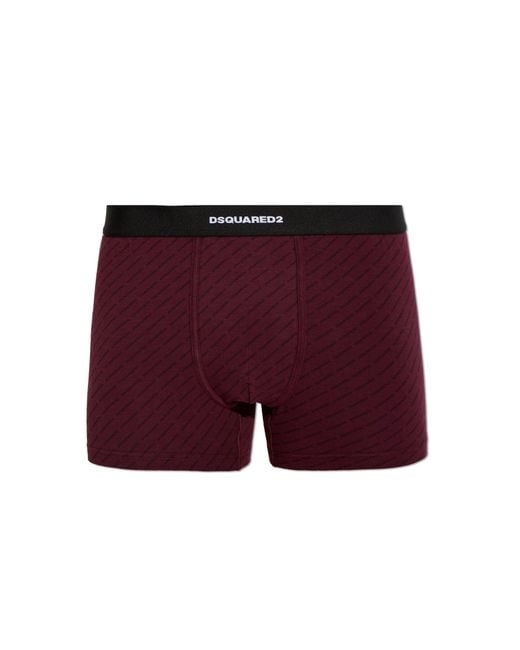 DSquared² Red Cotton Boxers With Monogram for men